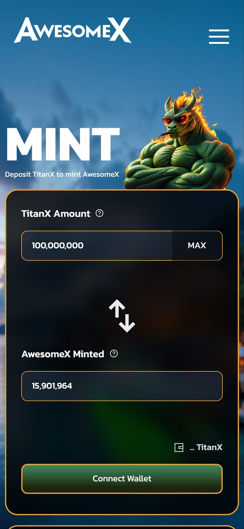 AwesomeX: minting panel (mobile)
