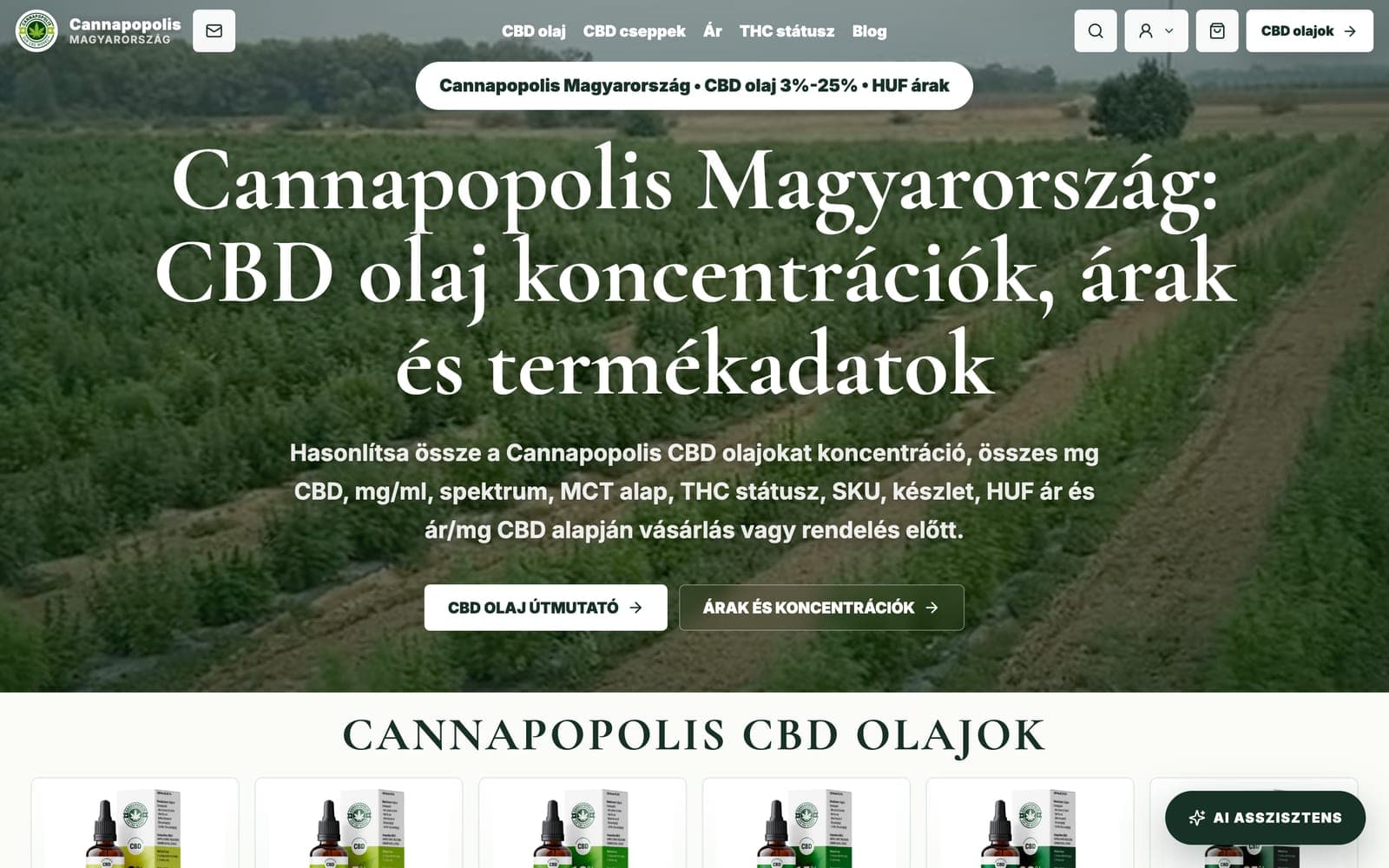 Унгария · cannapopolis.hu: унгарски текстове, цени във форинти и акцент върху продуктовите данни